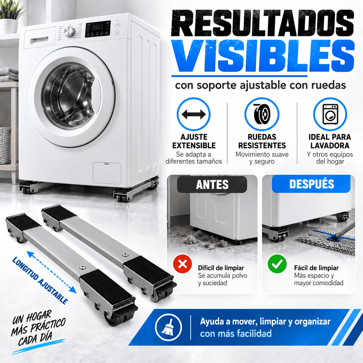 Soporte Pesado De Ruedas Ajustables + Regalo Incluido🎁