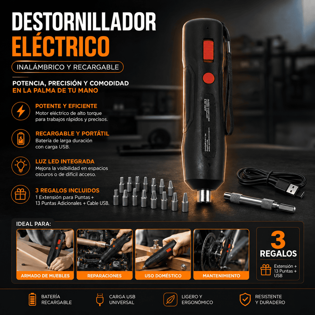 Destornillador Eléctrico + Regalo Incluido🎁