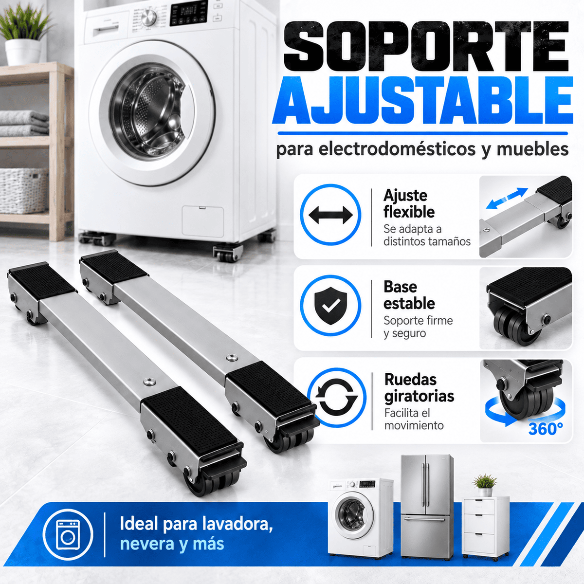 Soporte Pesado De Ruedas Ajustables + Regalo Incluido🎁