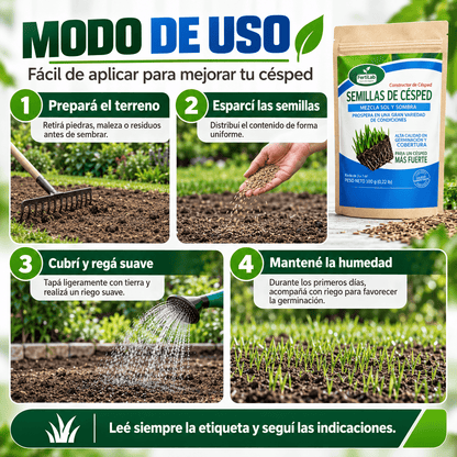 Semilla de Césped - Semillas para Césped Verde, Fuerte y Resistente