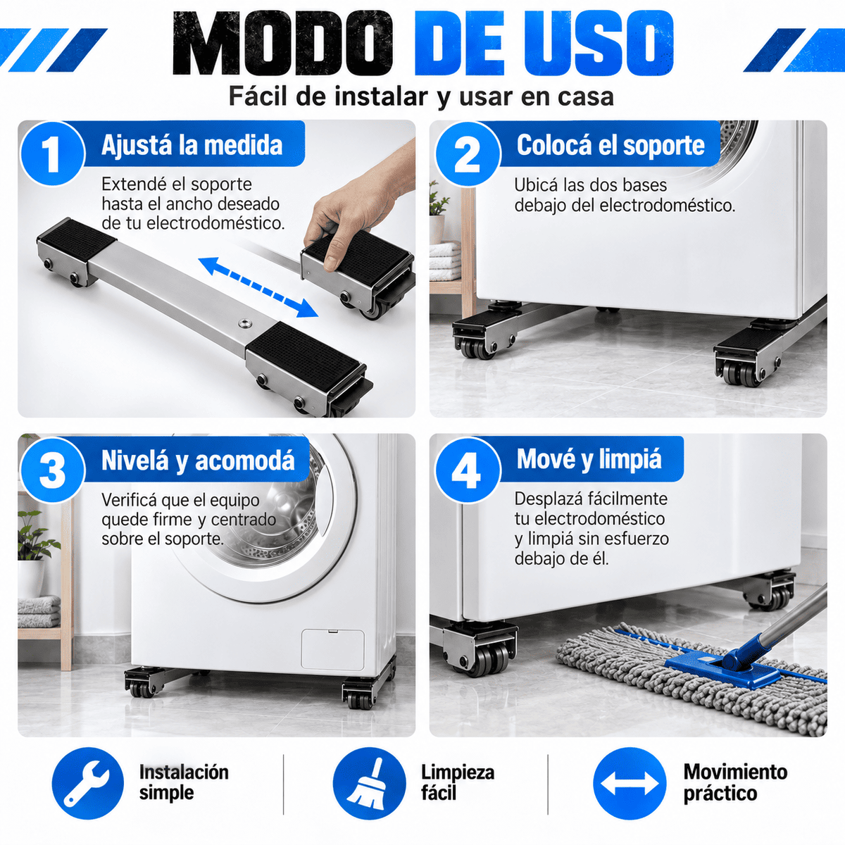 Soporte Pesado De Ruedas Ajustables + Regalo Incluido🎁